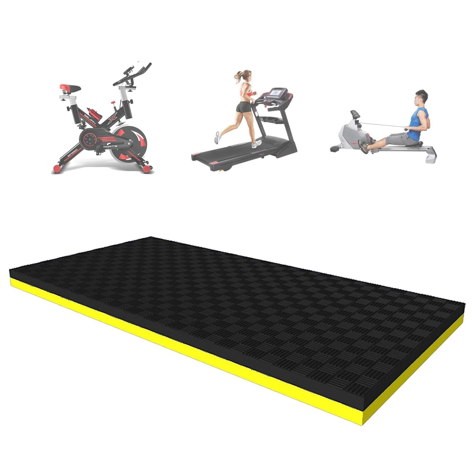 WORDFUN Tappetino per Tapis Roulant, Tappeto Insonorizzante Antivibrazione, Tappetini Attrezzi Fitness Casa, Tappetino Antiscivolo Multifunzione, Protegge Pavimenti in Legno E Moquette