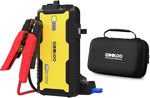 GOOLOO Cargador de batería de coche portátil resistente al agua de 1500 A caja de salto y funda protectora de EVA