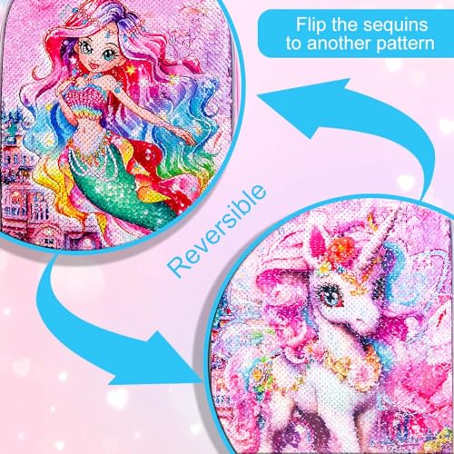 Image of HPJGD 3PCS Girls Mermaid Backpack, Water Resistant Kids Sequins Bookbag Set with Lunch Box,Cute Elementary School Bag for Preschool Toddler
