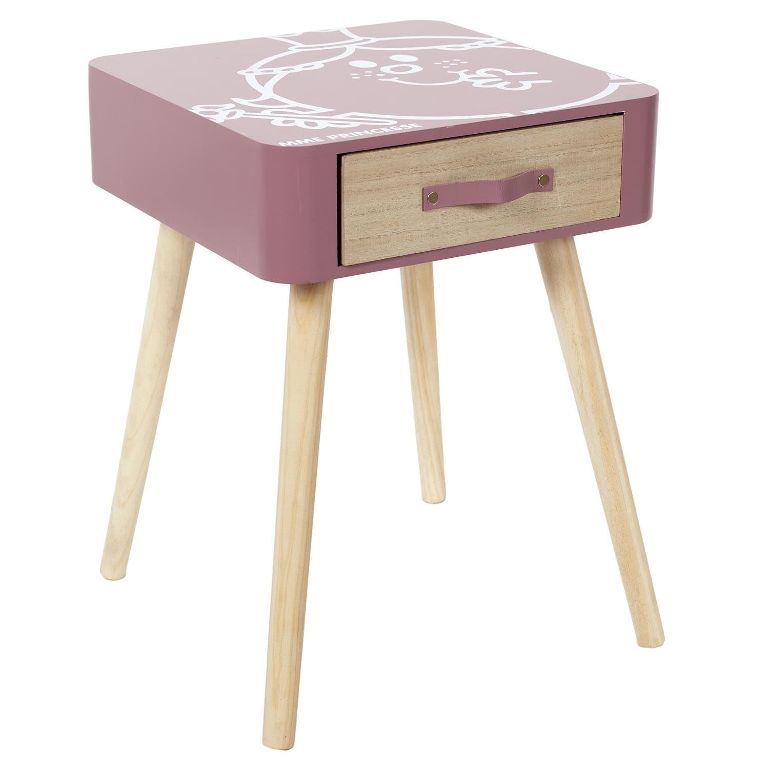 Table De Chevet Monsieur Madame - Madame Princesse - Rose - L 35 X H 48 X P 35 Cm