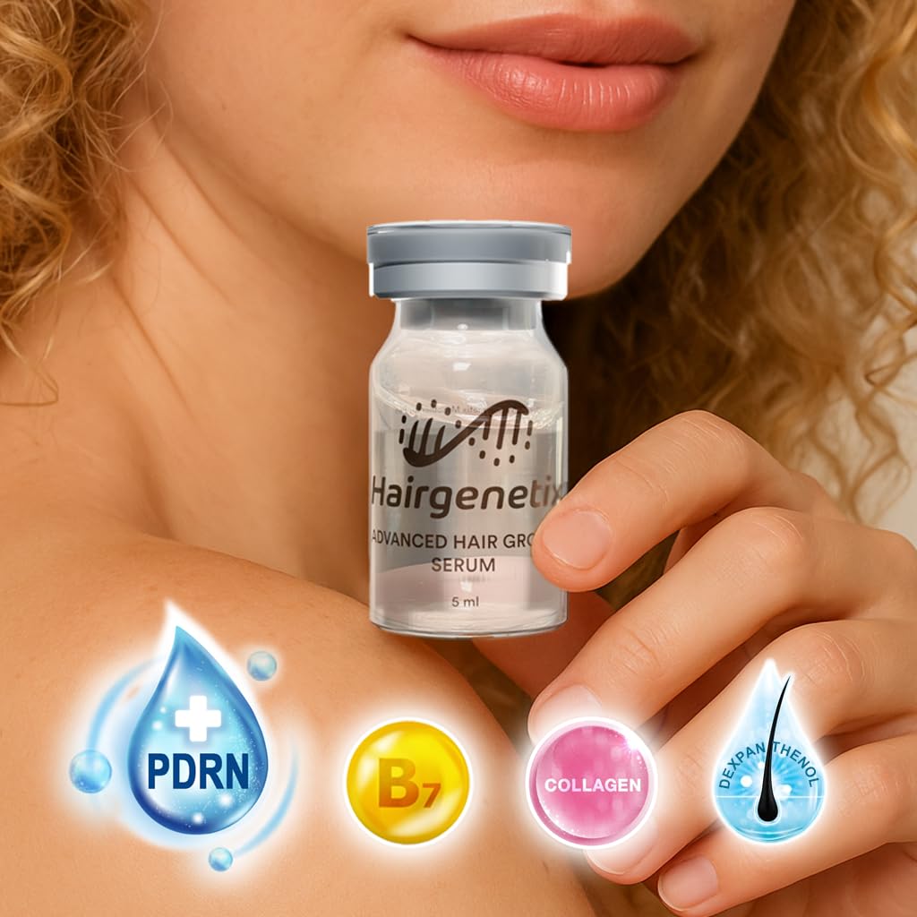 Suero Avanzado de Mesoterapia para el Crecimiento del Cabello con PDRN - Tratamiento del Cuero Cabelludo Anti Caida - Hombres y Mujeres - 5 Viales 30ml (1 Mes)