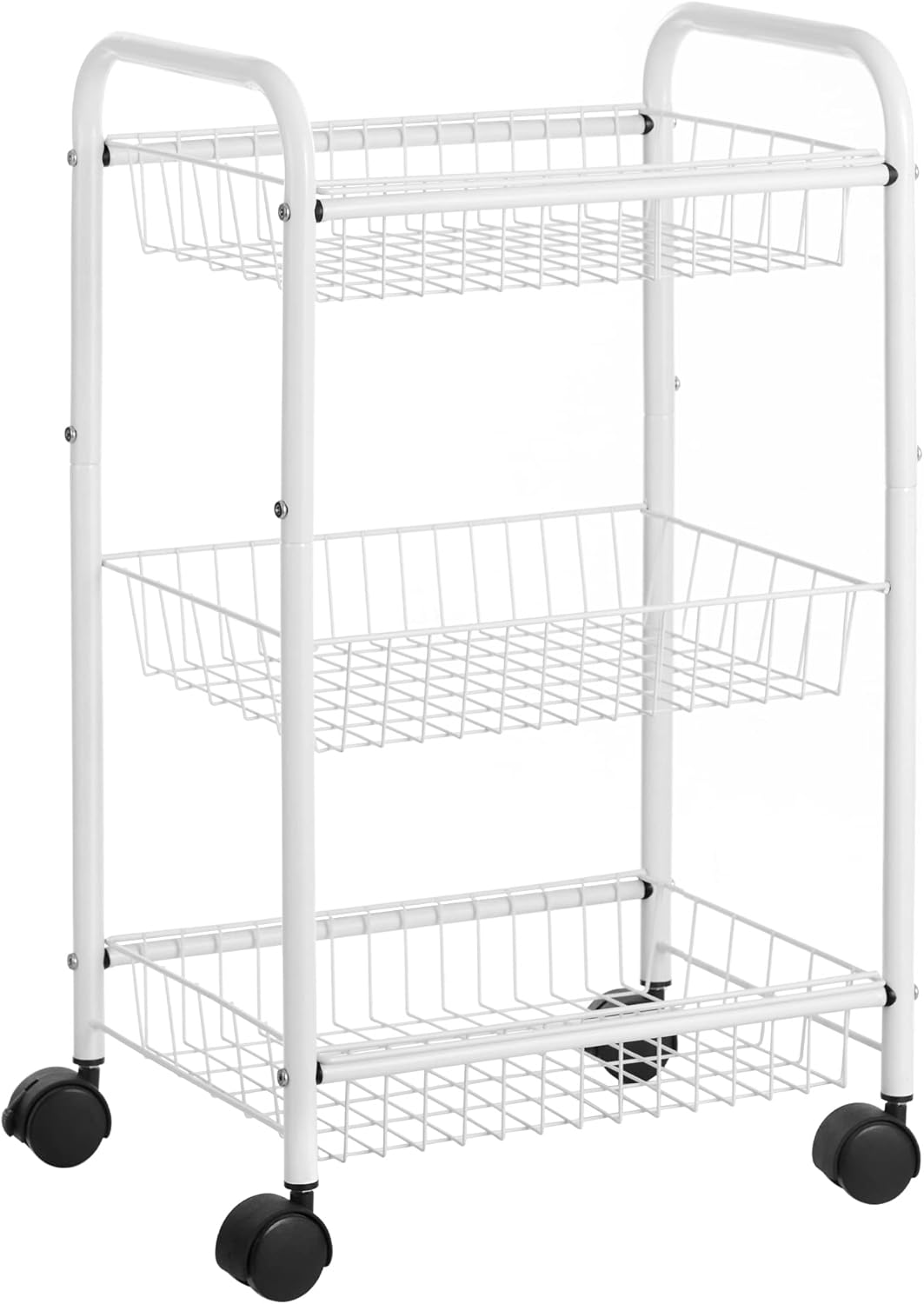 SONGMICS 3Tier Metal Rolling Cart, Storage Cart with