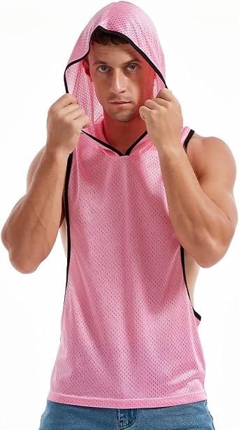 Hooded Tank Top Men Crop Top Sleeveless Muscle Gym Pride Shirt