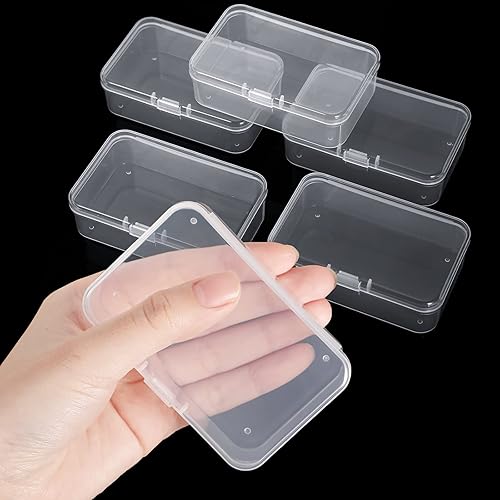 Miniatura 16 de Paquete de 48 recipientes de plástico transparente pequeños con tapa con bisagras para objetos pequeños, manualidades, joyería