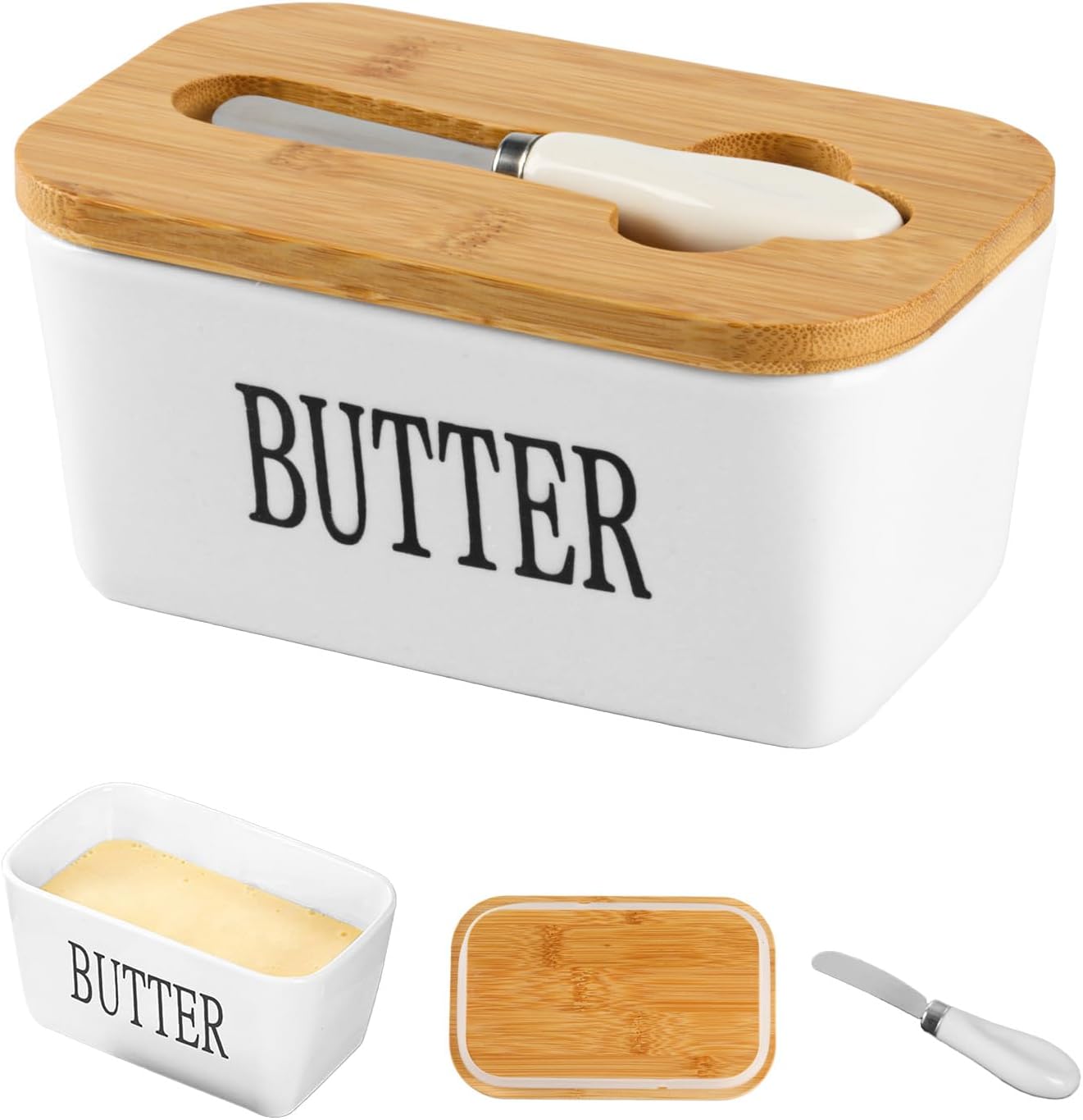 650 ML Ceramic Butter Dish with Lid and Knife, Butter Container for Countertop Fridge, Butter Holder, Butter Keeper Butter Storage Box, White Food Container Kitchen Decor and Accessories 650 ML Ceramic Butter Dish with Lid and Knife, Butter Container for Countertop Fridge, Butter Holder, Butter Keeper Butter Storage Box, White Food Container Kitchen Decor and Accessories