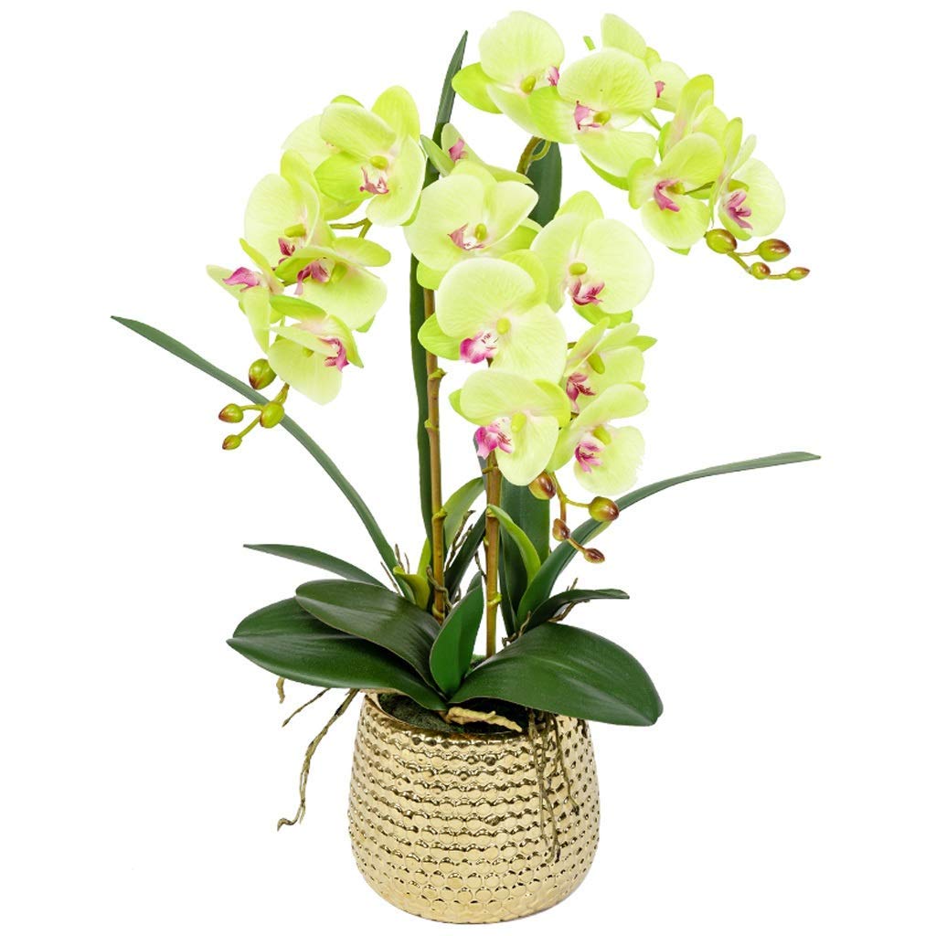 AYCDL Artificial Flower Set, Artificial Flowers Phalaenopsis with Planter Artificial Orchid in Vase Fake Flower for Living Room Beautiful Artificial Flowers and Vases