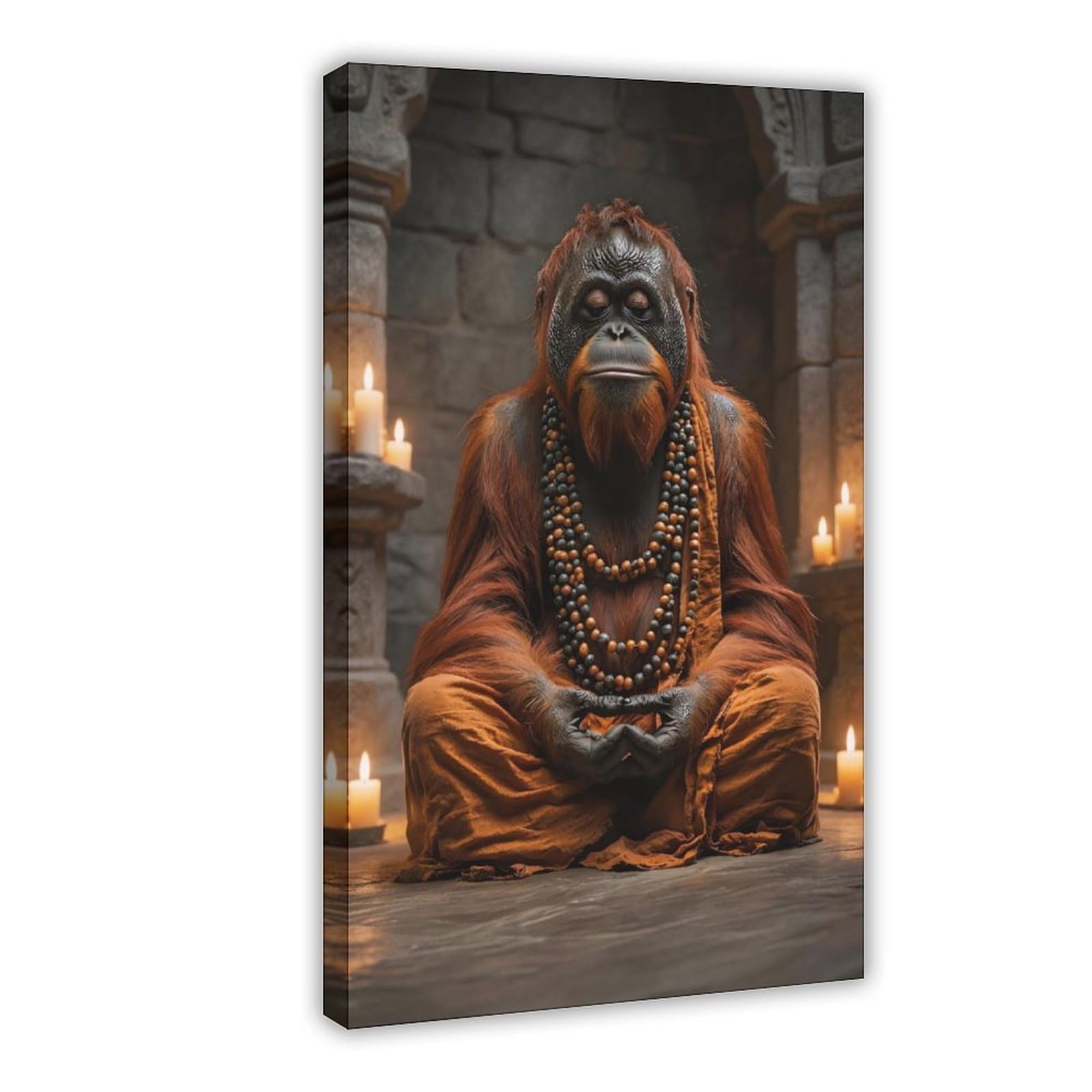 Bareronor Zen Ape Meditating Canvas Poster for Bedroom Decor Gift
