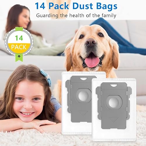 Miniatura 8 de Paquete de 14 bolsas de vacío de repuesto compatibles con iRobot Roomba i & s y j Series i7, i7+, i3, i3+, i1+, i4, i4+, i6, i6+, i8, i8+, j6, j6+,