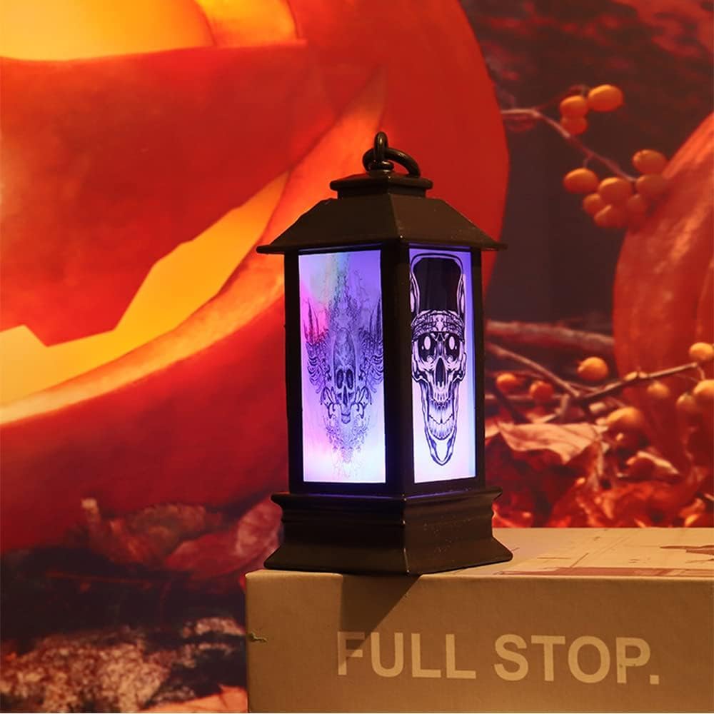 Lot De 4 Lanternes Citrouille Halloween LED - Décoration Effrayante Avec Piles - Pour Intérieur Et Extérieur - 7