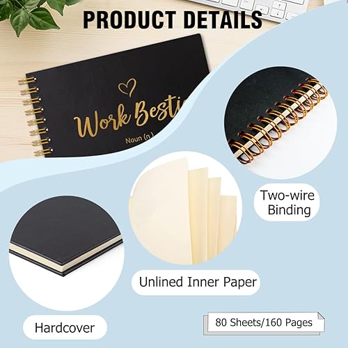 Miniatura 9 de Work Bestie - Cuaderno de tapa dura de 160 páginas en blanco, cuaderno de espiral en blanco, regalo de agradecimiento para empleados, regalo de