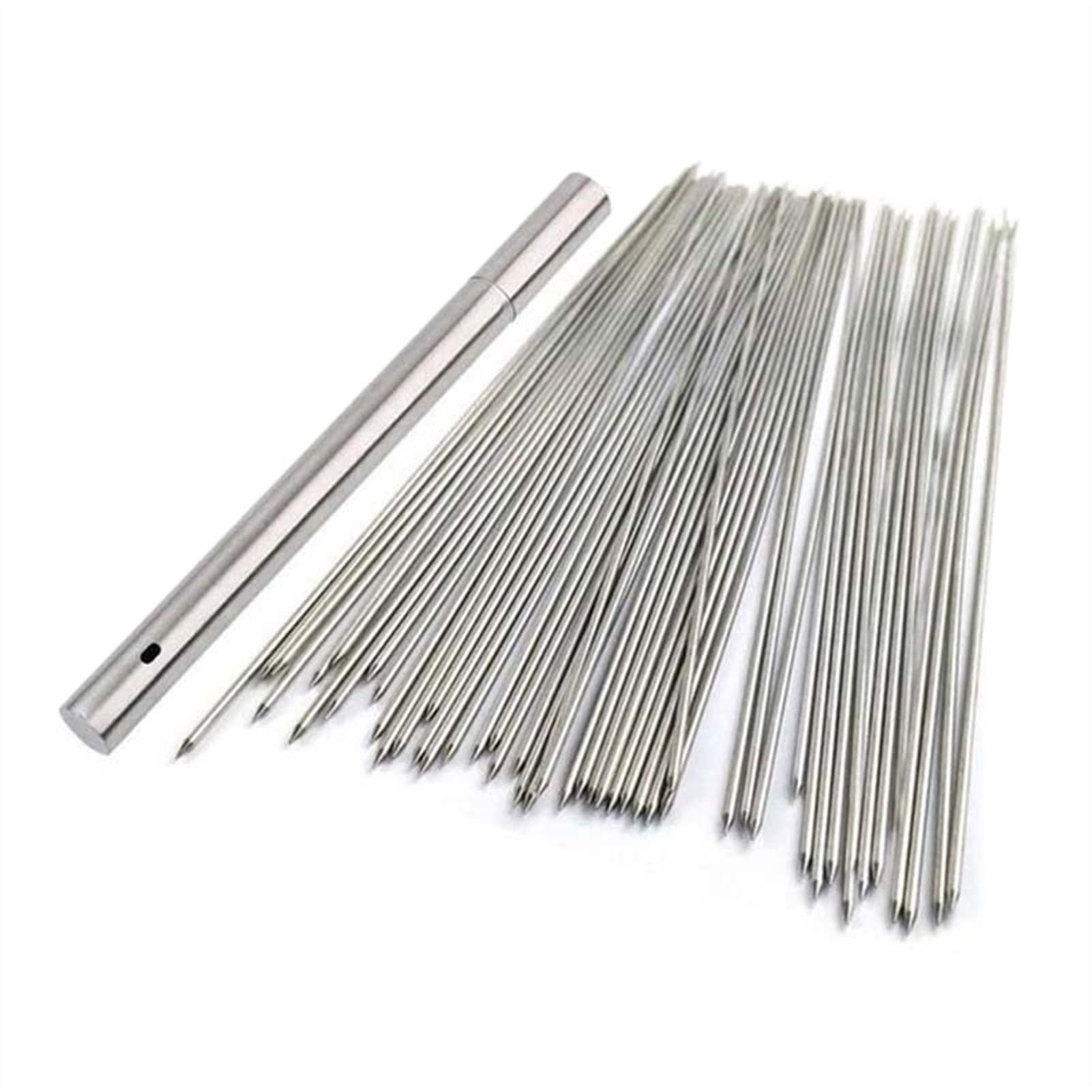 30pcs 2.0MM Brochetas para barbacoa Juego de brochetas para barbacoa antiadherentes de metal para asar de acero inoxidable Palos reutilizables Tubo de almacenamiento gratuito (Color : 30pcs 2.0mm 30