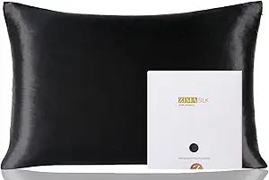 ZIMASILK 100% Pure Mulberry Silk Pillowcase for Hair and Skin Health,Soft and Smooth,Both Sides Premium Grade 6A Silk,600 Thread Count,with Hidden Zipper,1pc(Toddler 13''x18'',Black)