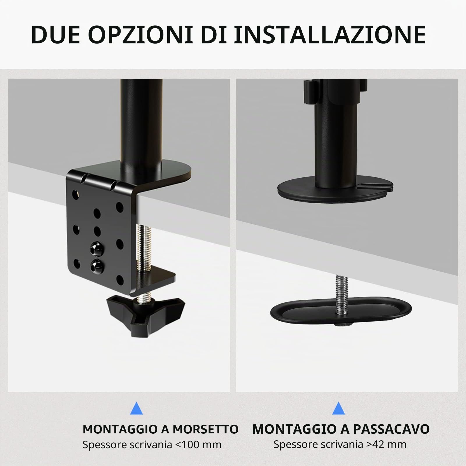 suptek Supporto per braccio per monitor da tavolo per notebook per schermi da 13-27" | Supporto per monitor bloccato MD6432TP004