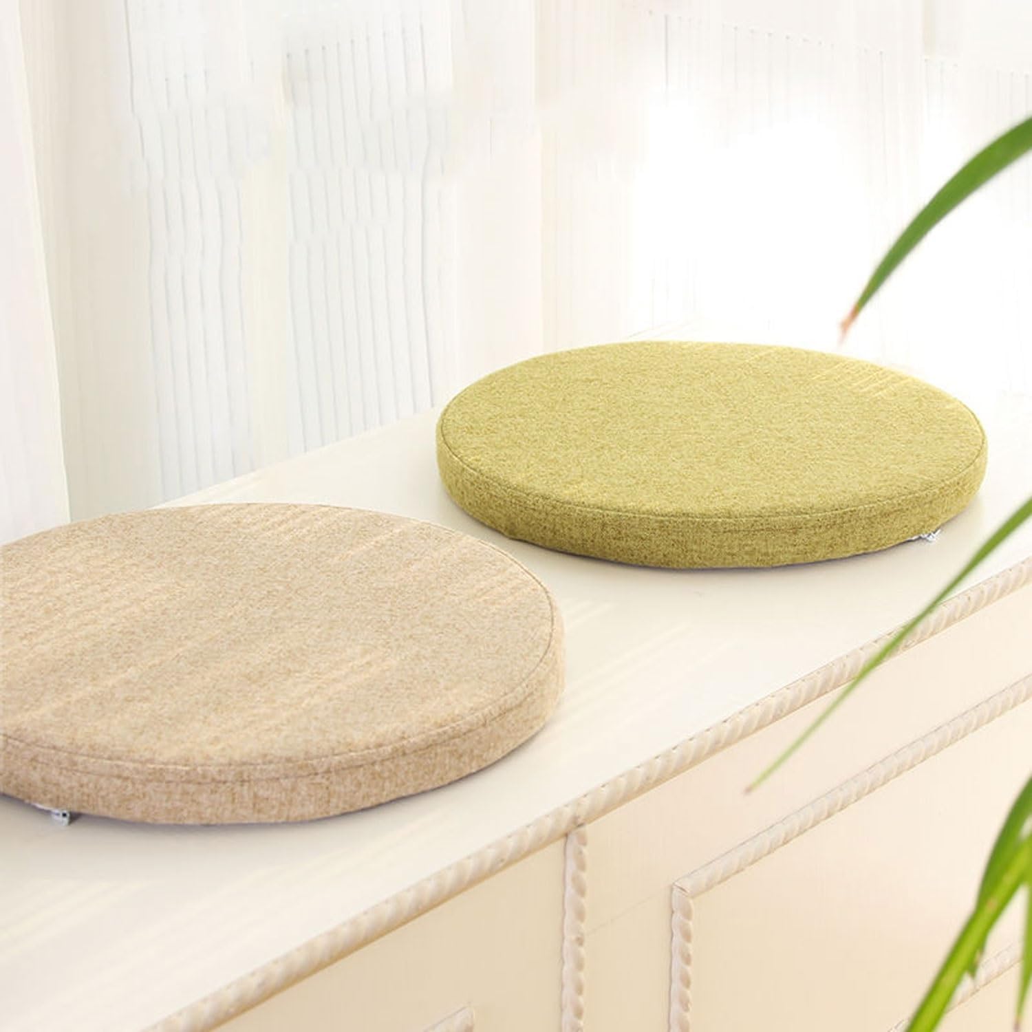 Round Stool/Chair Cushions - 12", 14", 16", 18", 13" Sizes w/Ties for Dining/Garden/Office Chairs(3#,2PCS_Diameter 14INCH)