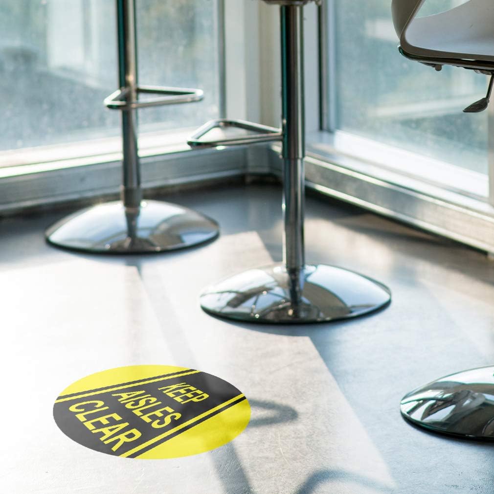 Keep Aisle Clear Floor Decals Blue Black Anti-Slip Round Shape D Lifestyle Industrial Signs Stickers 17Inches Longer Side