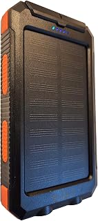 o.LL.i. Power Bank Banco de Energía Solar Portátil Enchufable 20.000mAh Resistente al Agua y Golpes Cargador para Dispositivos Móviles con Linterna y Brújula Negro y Naranja