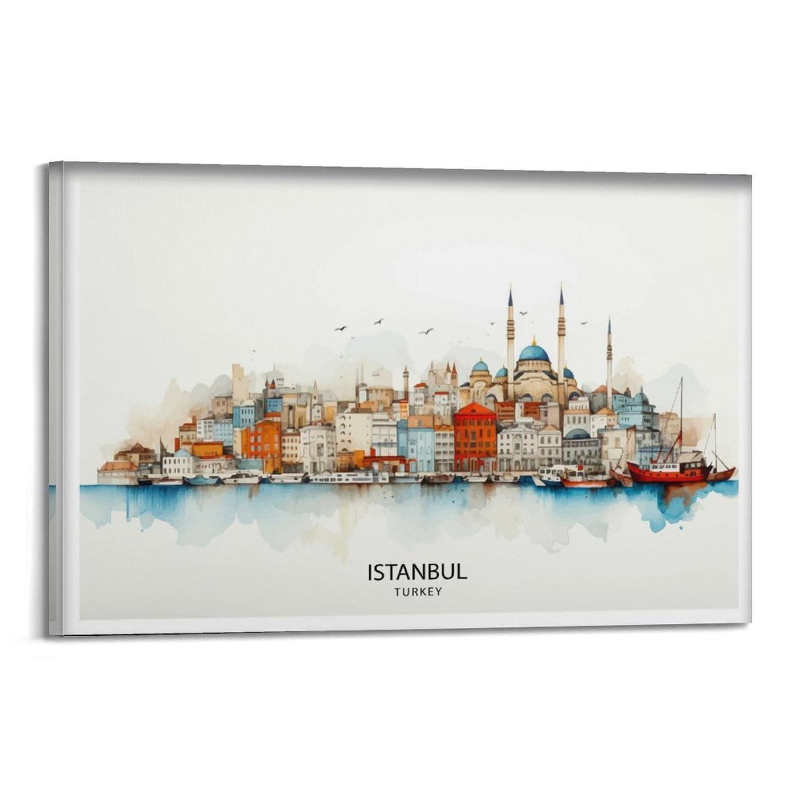 Istanbul Turkey Skyline Historic Cityscape Bosphorus View Turkish Urban Iconic Landmarks Canvas Poster Wall Art Prints Room Aesthetic Murals Bedroom And Living Decorations 24x36inch(60x90cm)