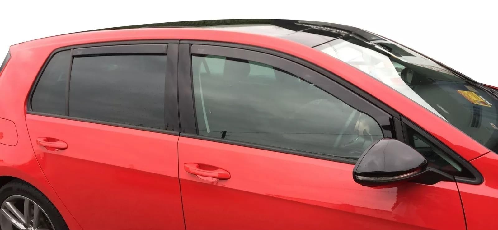 Kit 4 Deflettori Aria Nero Fumé Trasparento Antivento per Finestrini Laterali Anteriori e Posteriori Compatibile con VW Golf 7 VII 2012-2019