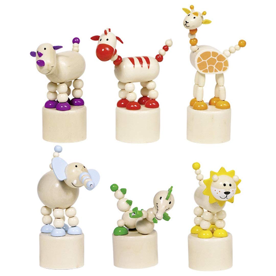 Goki 53917 Tiere Press 'N Shake Figuren Afrika Motive Holz gemischt