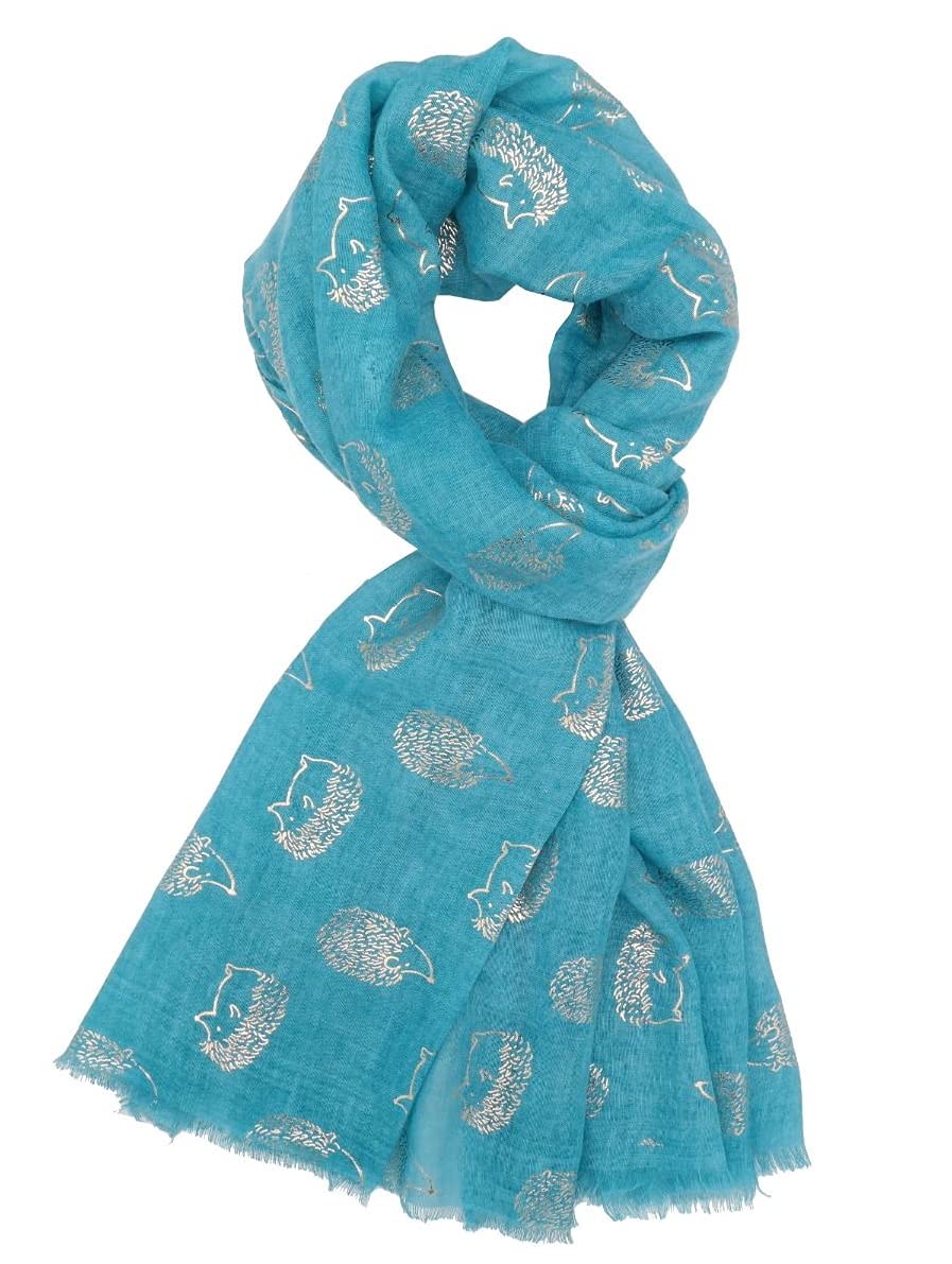 Lilyrosa Women's Turquoise Rose Gold Hedgehog Scarf Soft Wrap Shawl Teal Blue