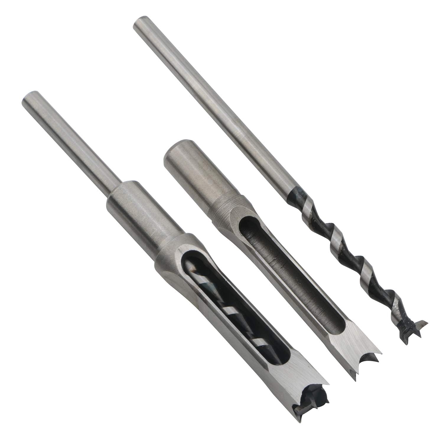 Uptodateproducts 3pcs Woodworking Square Hole Drill Bits Mortising Chisel Set, Countersink Bits Woodworker Hole Saw Power Tool Kits Tool Set 8MM 10MM 12MM 1