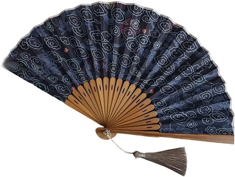 Folding Fan 7 Inch Folding Fan, Bamboo Side Fracture Fan, Retro Folding Handheld Fan, Summer Gentleman Fan Home Ceremony Decorative Folding Fan (Color: D)