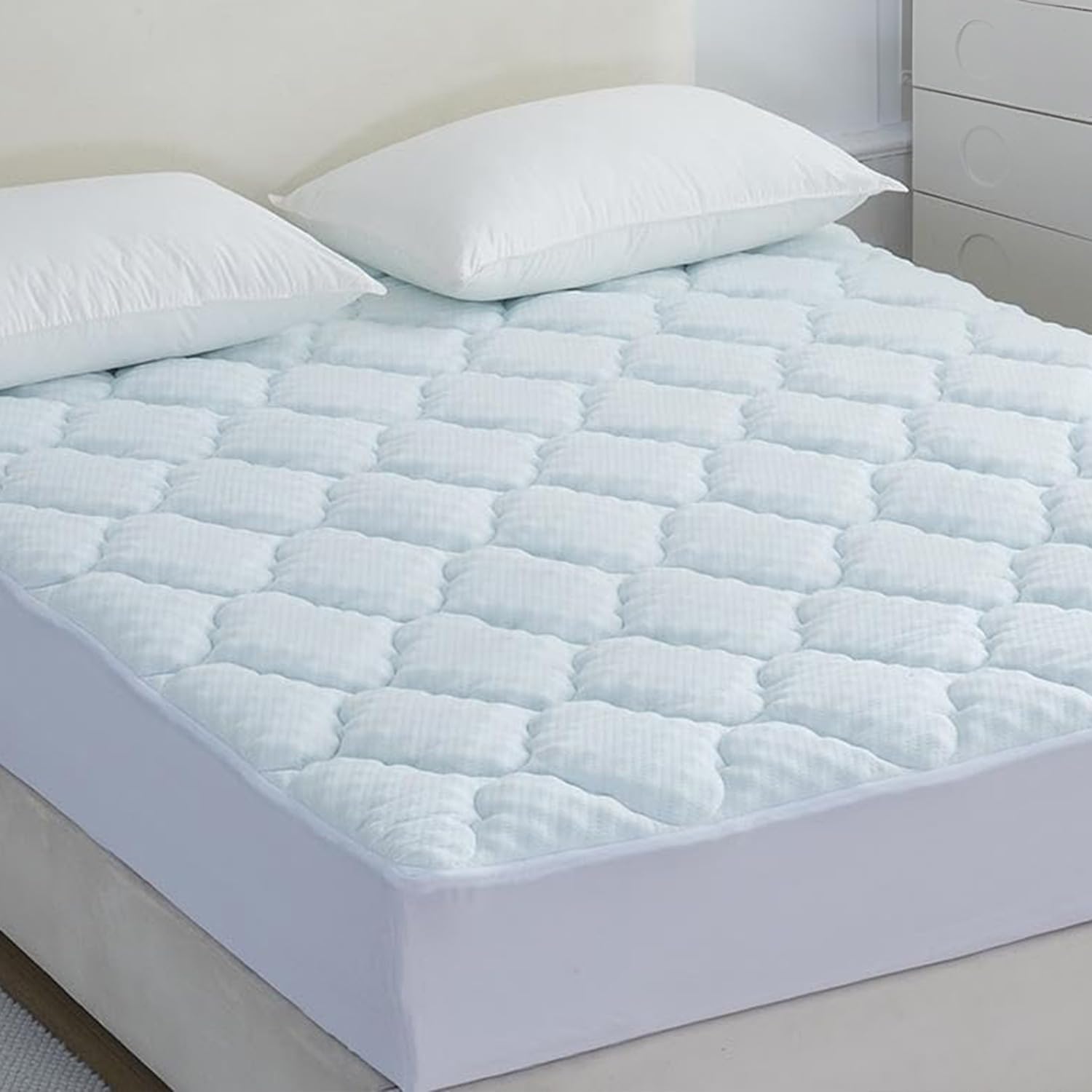 Casabella White Mattress Topper - 4 Layer Gel Memory Foam Mattress Topper King Size Bed With Extra Deep Pocket - Hotel Quality Breathable Super Comfort Mattress Pad King Size Bed(150X200)