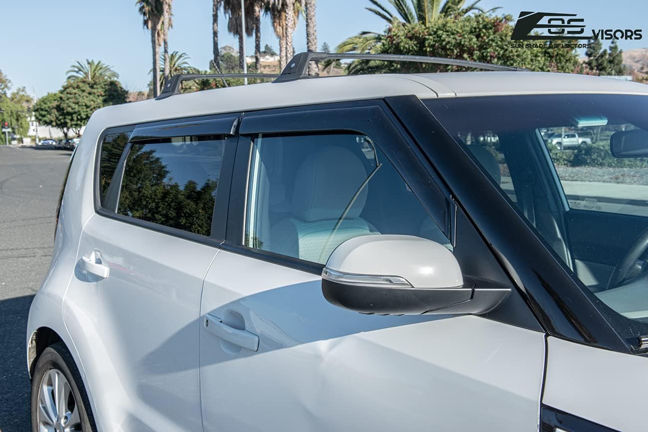 Extreme Online Store Replacement for 2014-2019 Kia Soul Models | EOS Visors Tape-On Style Smoke Tinted Side Vents Rain Guard Window Deflectors DWV-V132