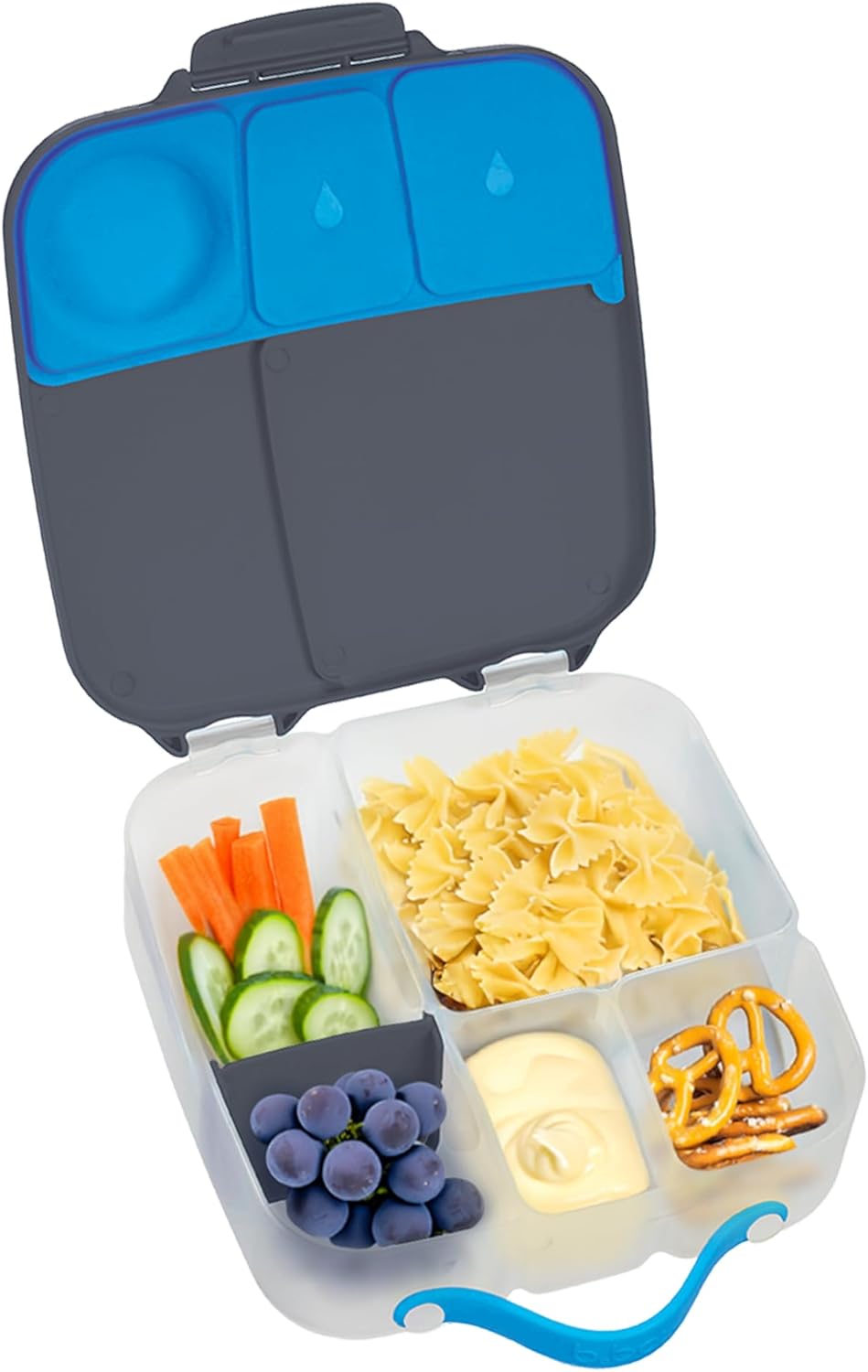 b.box Kids Lunch Box – 4 compartments (2 Leak-proof) Bento Box with Cold Pack & Removable Divider Reusable Snack Containers with Lids, Snack Box for Toddlers & Older Kids 8 1/2 cups (Blue Slate) - Image 1 of 10