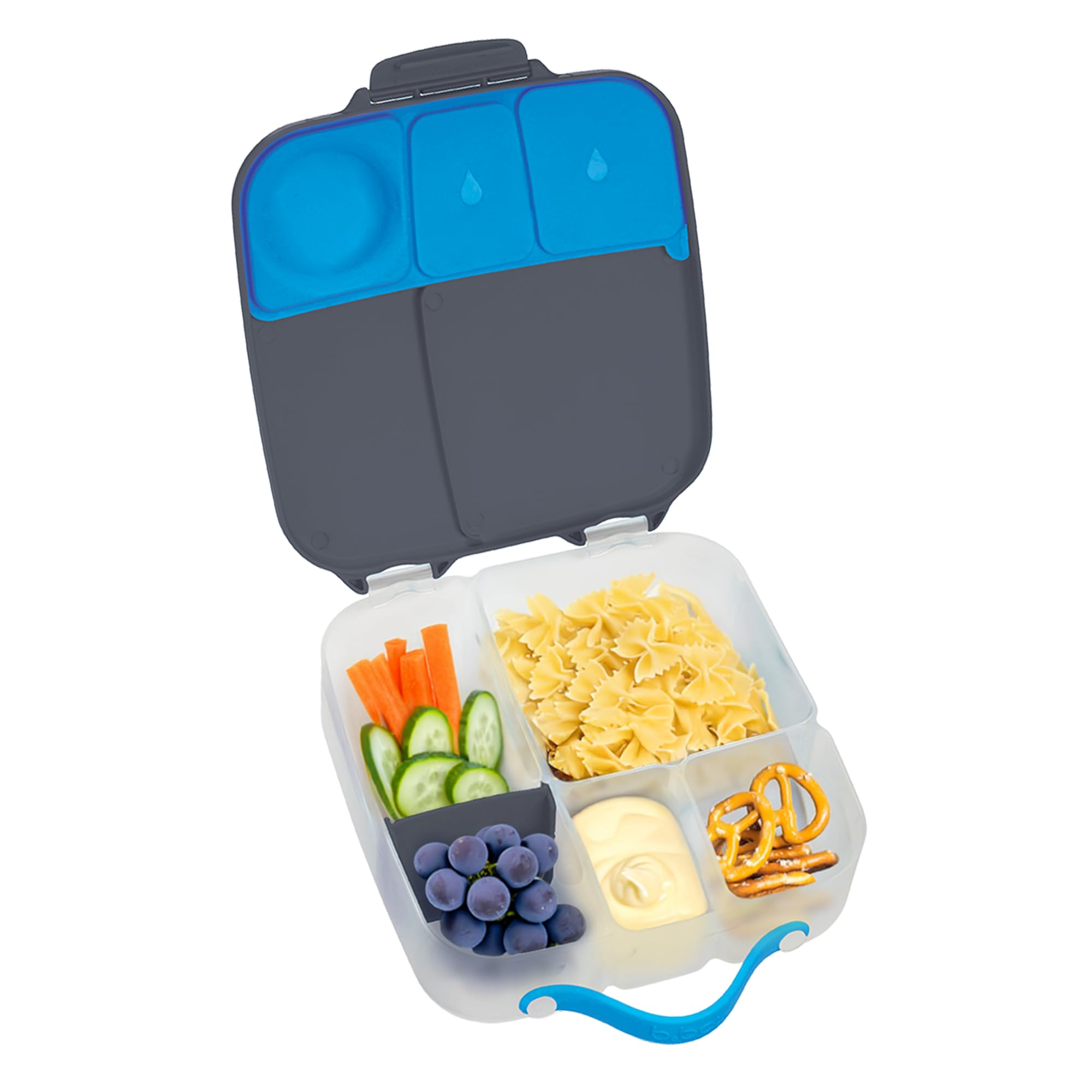 b.box Kids Lunch Box – 4 compartments (2 Leak-proof) Bento Box with Cold Pack & Removable Divider Reusable Snack Containers with Lids, Snack Box for Toddlers & Older Kids 8 1/2 cups (Blue Slate)