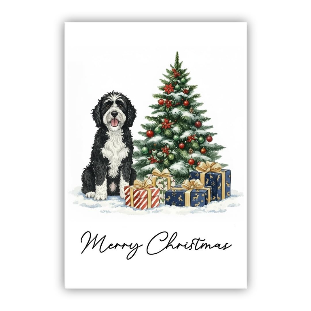 Dog Christmas Card - From the Dog to Owner Mum Dad Groomer – Many Breeds Available – Dog Christmas Card - Dog Lovers Card (• Cockapoo black and white)