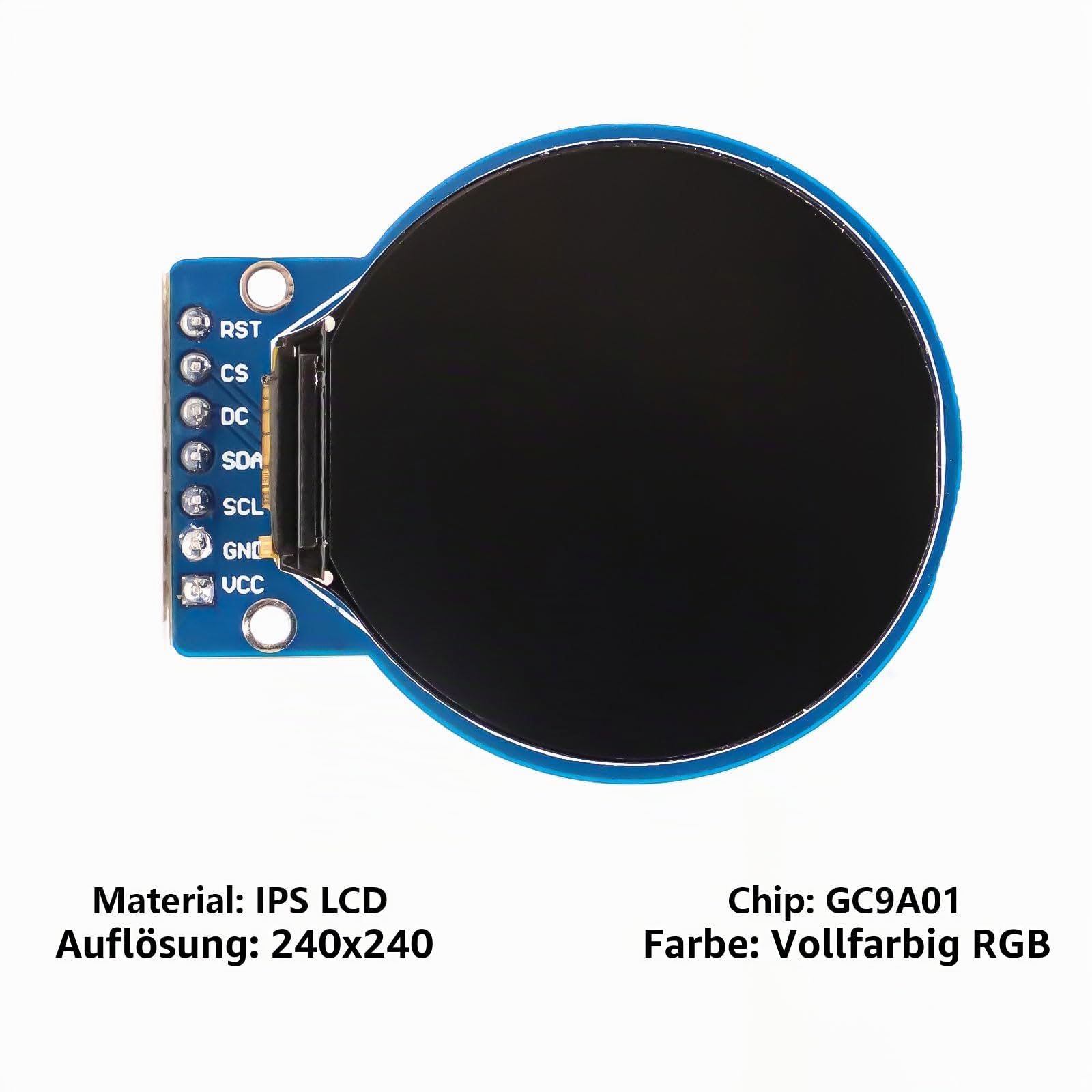 ARCELI 5Pcs GC9A01 1.28-Zoll Rundes TFT Display für Arduino, RGB IPS HD 240 x 240 Auflösung SPI-Schnittstelle LCD-Anzeigemodul für Anzeigegeräte, Echtzeitüberwachung und Instrumentenanzeige 5 PCS
