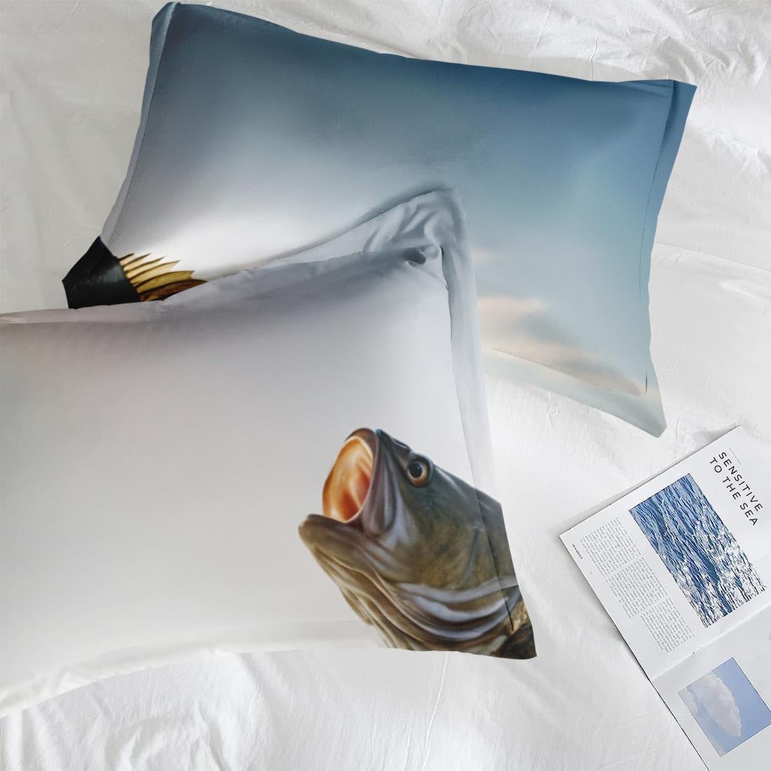 Comforter Set with 2 Pillowcases Full Size, Big Bass Fish Hunting Fishing, Bed Decor Nature Lake Life Pike Fish Scales for Kids and Adults, Soft Cozy Bedroom Bedding Set - Image 7