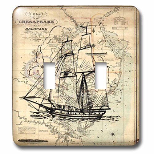 Lámina de Chesapeake Bay para interruptor doble multicolor ideal para salones rústicos 3