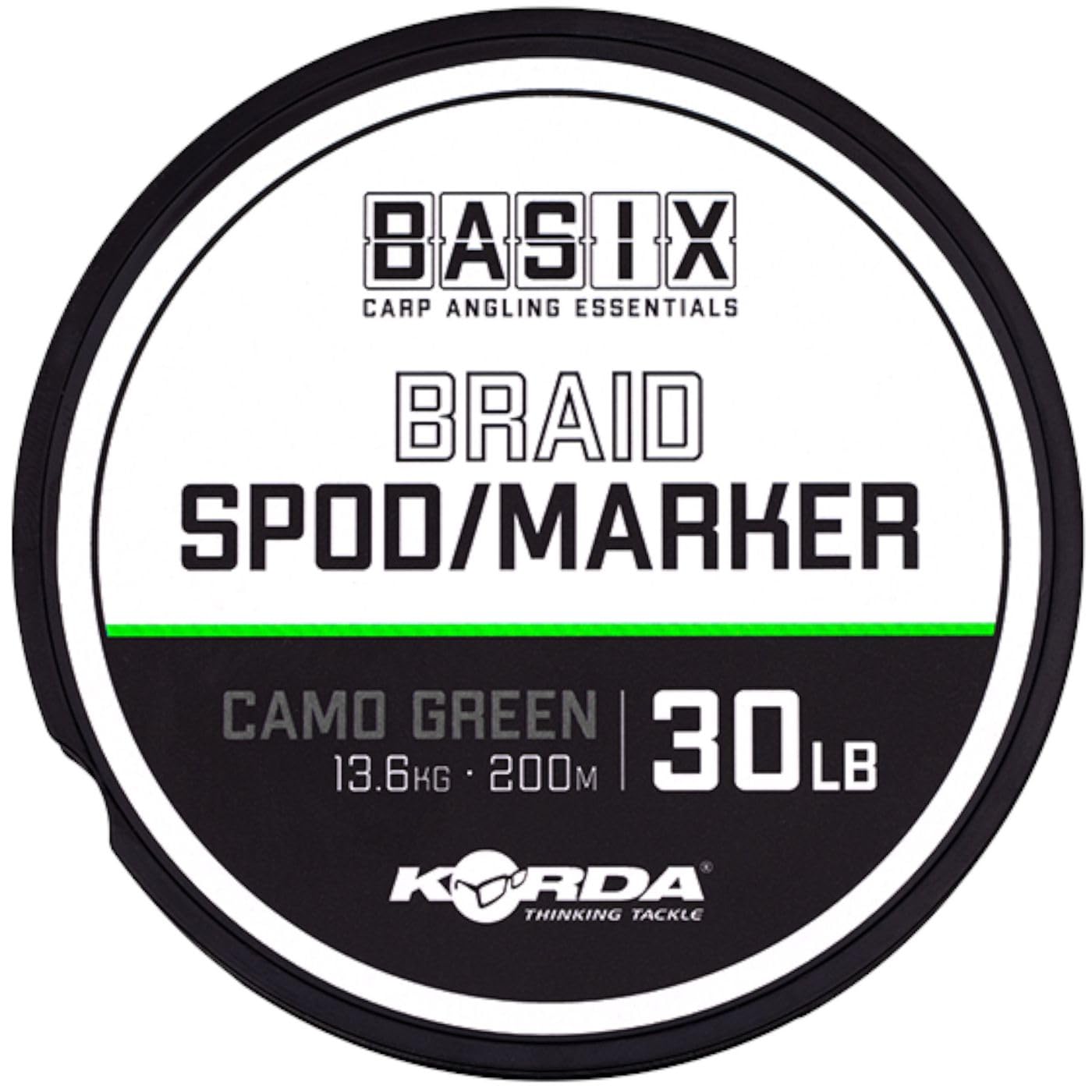 Basix Braid Spod/Marker 30LB Camo Green | Durable Buoyant Fishing Braid with Zero Stretch | 200m Spool for Spod and Marker Rods