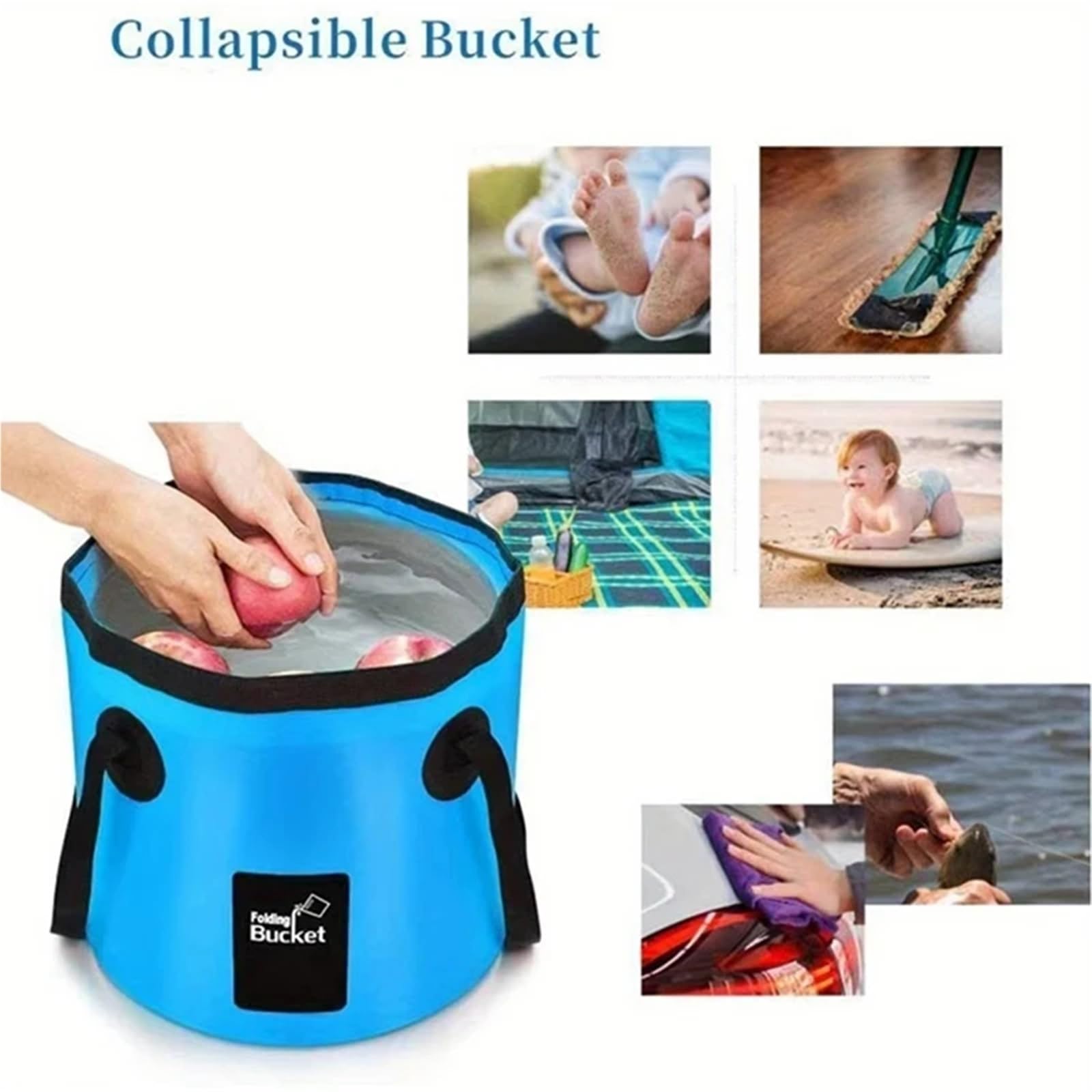 Faltbarer Eimer 12LBowl Waschbecken Waschen Tasche Auto Waschen Eimer Tragbare Outdoor Reise Faltbare Wasser(Color5)