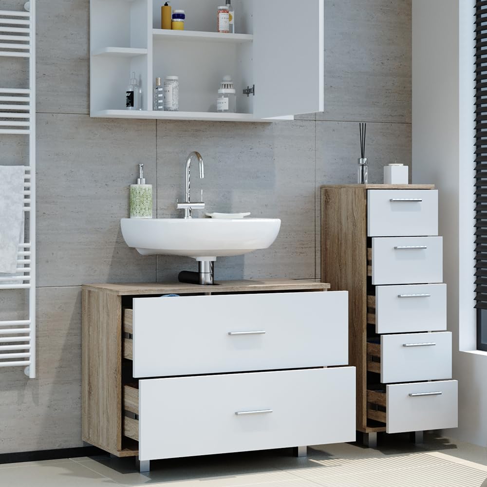 Vicco Badmeubels Ilias 3delig, Met Centrale Kast Sonoma 31051 Vicco Badmeubels Ilias 3delig, Met Centrale Kast Sonoma 31051