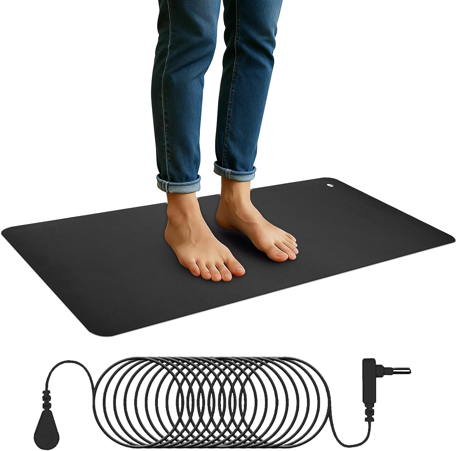 Grounding Mat Feet, Grounding Pad Earth Connected Mat for Improved Sleep Stress Relief (11.8x39.4in)