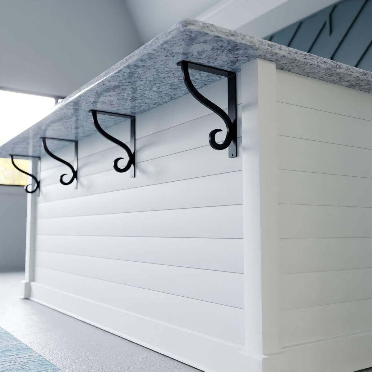 Amazing 🔥 Ekena Millwork BKTM01X05X08SAS-CASE-2 Ashford Wrought Iron Bracket, 1 1/2W x 5 1/2D x 8H, Powder Coated Black, 2 Each