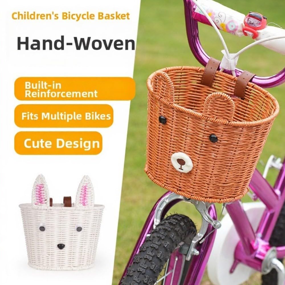 Panier Vélo Enfant Rétro Osier 23cm avec Cloche