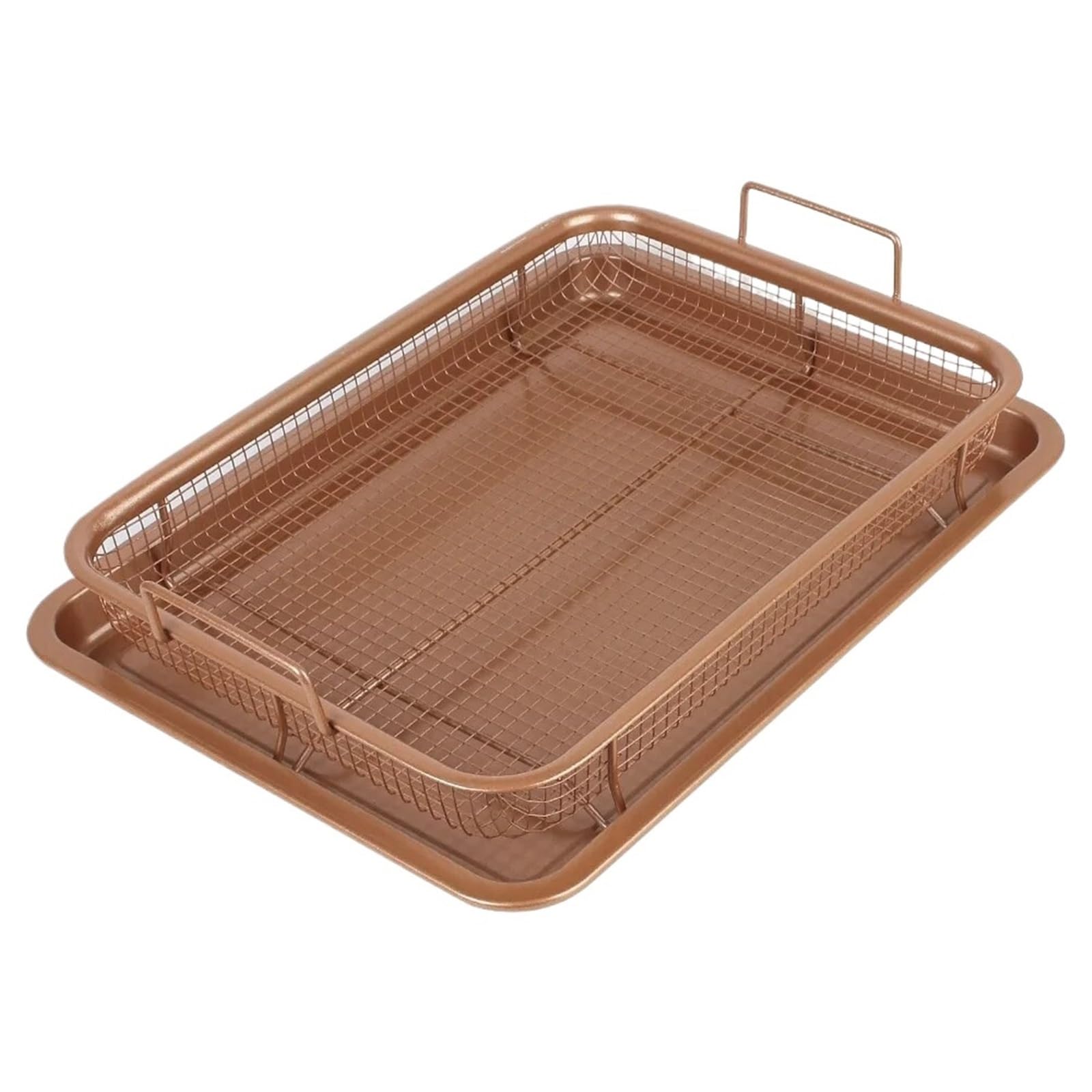 Teglia da Forno in Acciaio Inox, cestello Antiaderente per Patatine Fritte, Padella per friggere l'olio, griglia Croccante, per Forno, friggitrice ad Aria, Barbecue