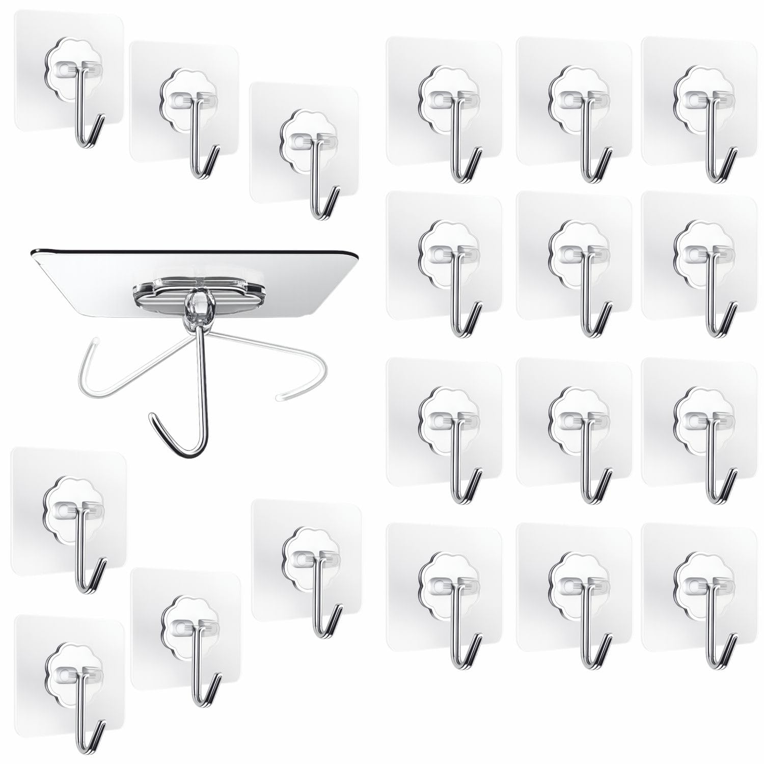 JIALTO 20 Pcs Wall Hooks for Hanging Strong, Adhesive Hooks for Wall Heavy Duty, Wall hangings, Kitchen Accessories Items, Sticky Photo Frame Hangers (Wall Hook)