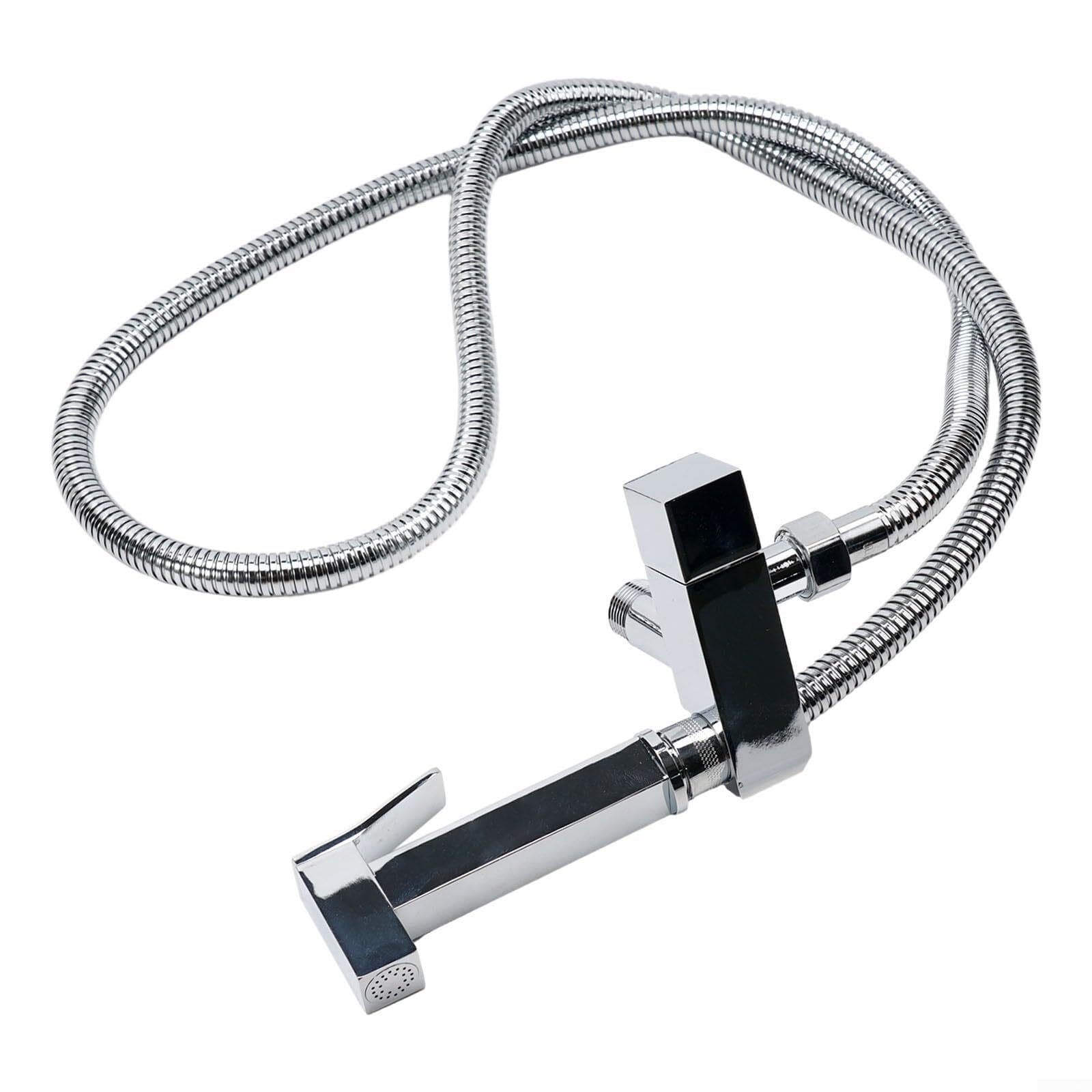 Rubinetto Lavabo Bidet a Parete in Ottone con Doccetta Igienica WC Cromato(Finitura Cromata)