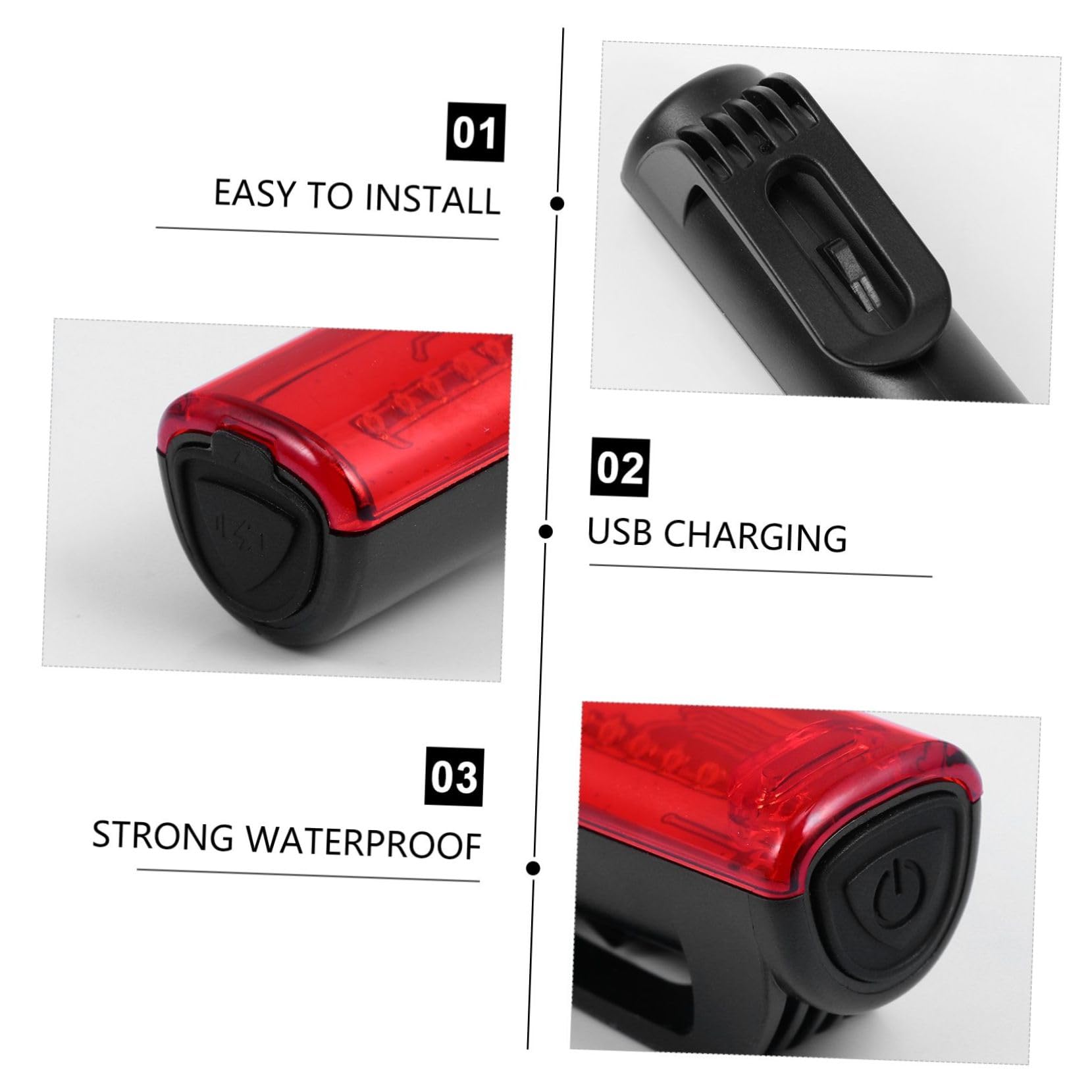 TOYANDONA Luce di Coda di Ricarica USB LED Posteriore Ciclismo per fanale Posteriore Leggero Ciclo fanalino Posteriore Bici Luce di Coda di Bici di Segnalazione plastica Rosso