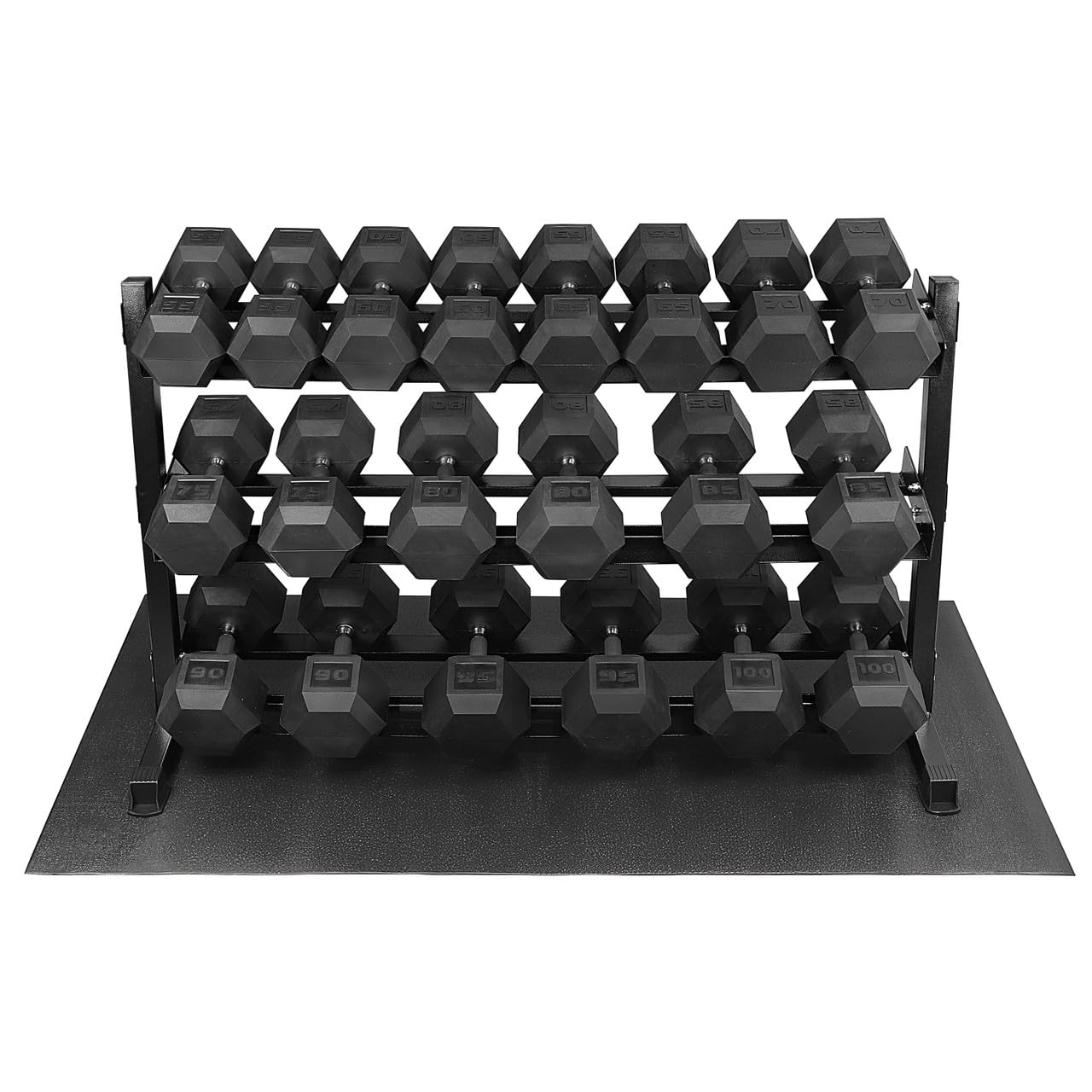 WF Athletic Supply Rubber Encased Hex Dumbbells with Rubber Grip Contoured Handle for Muscle Toning Strength Building Full