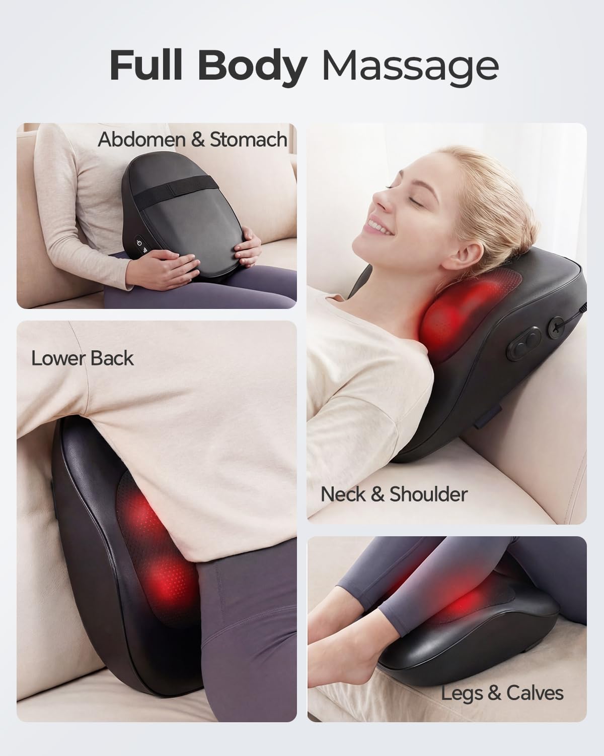 Poduszka do masażu Shiatsu, masażer szyi i pleców z ciepłem