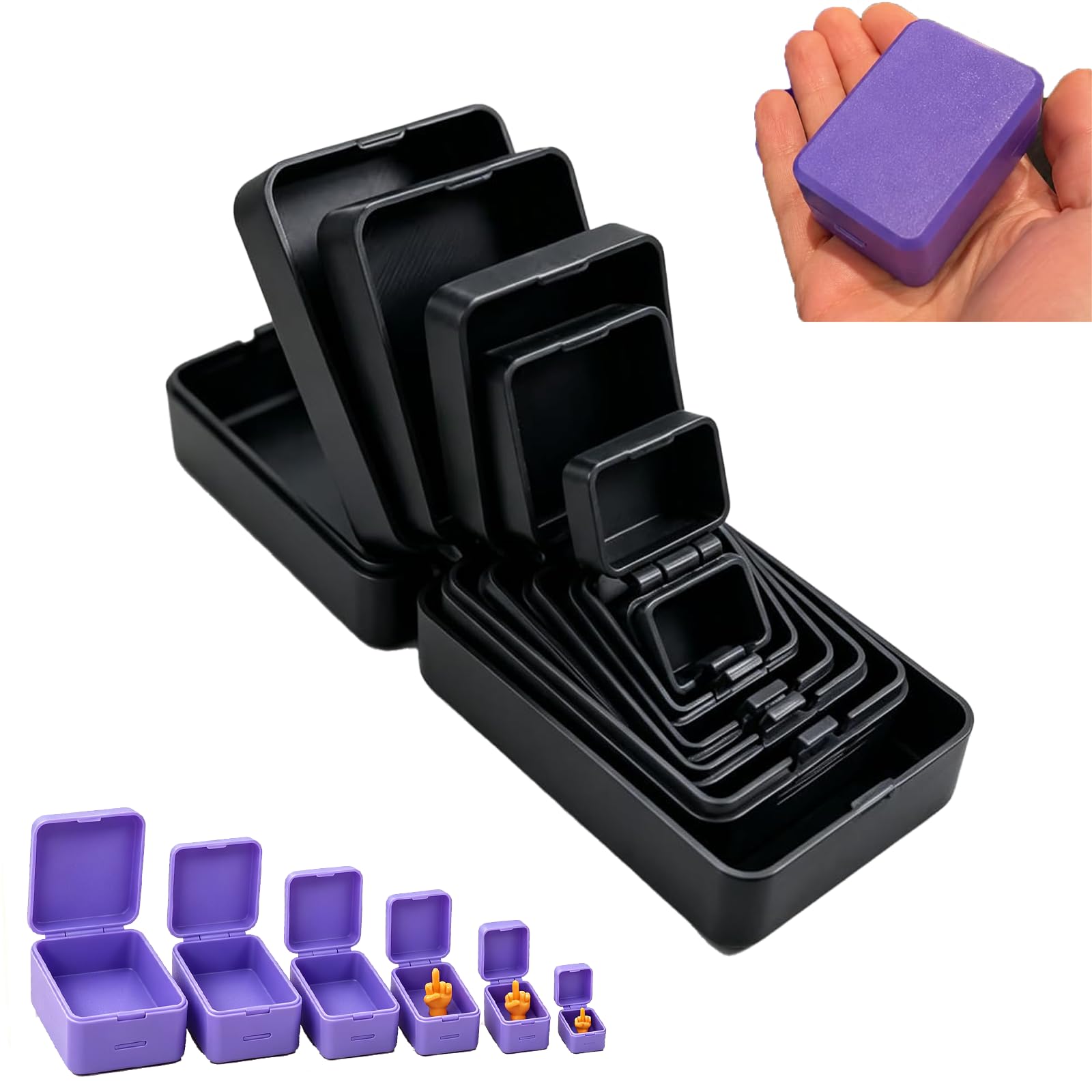 Never Ending Middle Finger Prank Gift Box, 6-Layer Nested Screw Design Surprise Box, Reusable 3D Printed Gotcha Box for Annoying Friends, Coworkers, White Elephant & Birthday Gag Jokes，Black