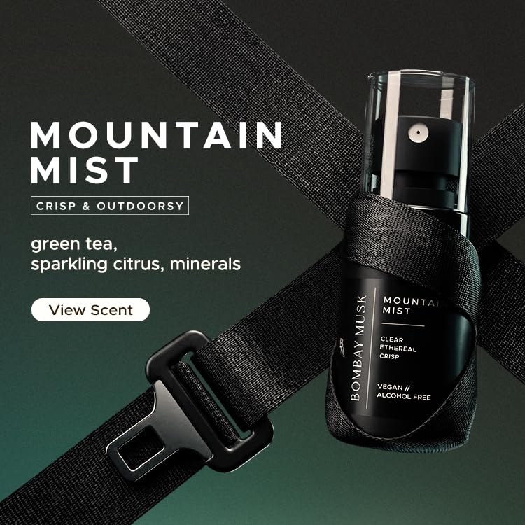 Image of Bombay Musk Mountain Mist Luxury Car Perfume | Long Lasting Car Fragrance & Car Freshener | Alcohol Free & Plant Based | 60+ Days | 200+ Sprays | Perfume for Car