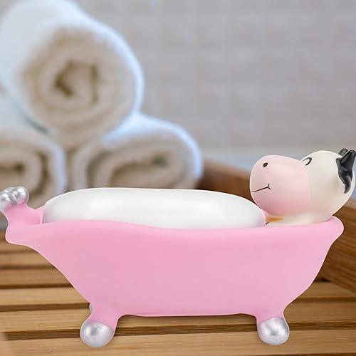 Miniatura 7 de Amosfun Soporte para barra de jabón para niños, bandejas de baño rosas para mostrador de platos para niños, bandeja para ducha, baño, inodoro, caja