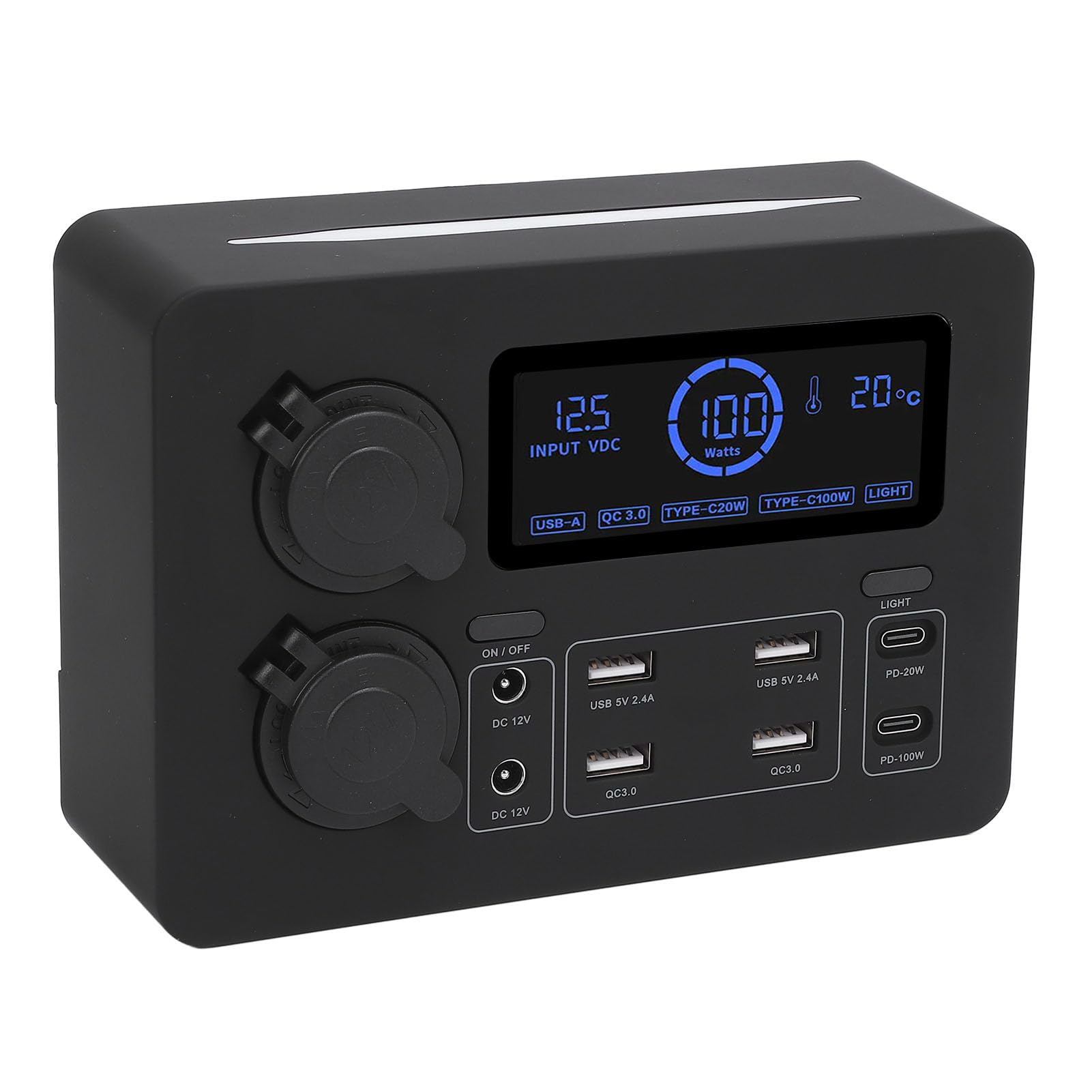 Asixxsix Stazione di Alimentazione Portatile, Display LCD da 12 V USB C QC3.0 e 4 Prese Anderson Power Bank per Campeggio, Mini Generatore con Porte di Ricarica Multiple per, Auto, Barca, Emergenza